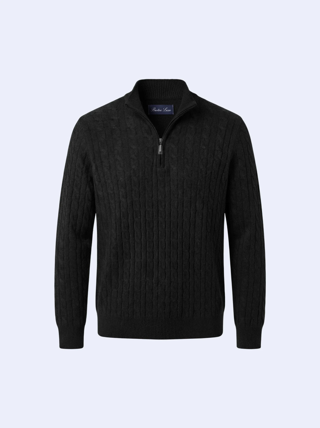 Cable Cashmere Half-Zip Black