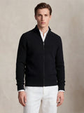 Cashmere Zip-Up Cardigan Black
