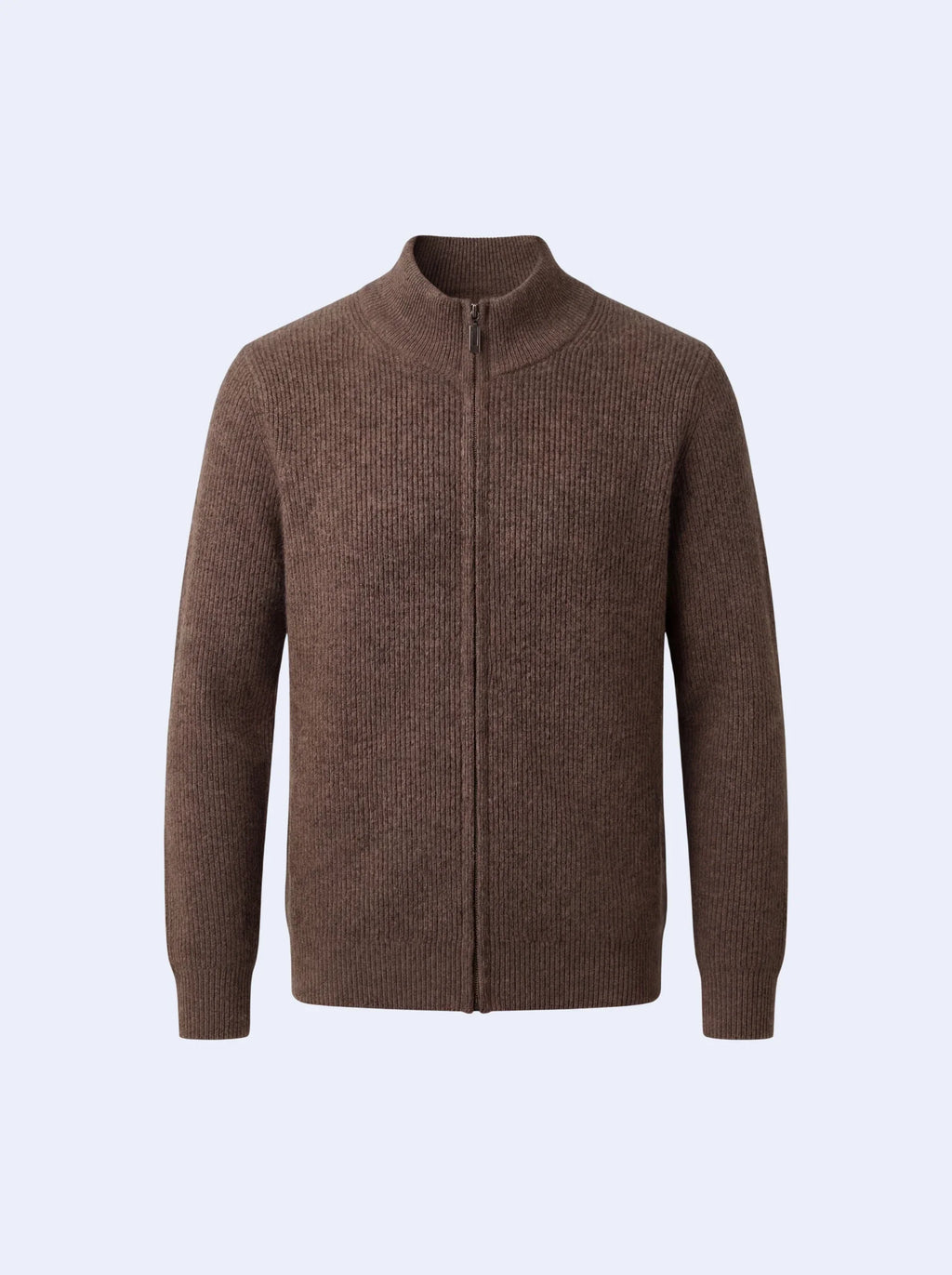 Cashmere Zip-Up Cardigan Brown