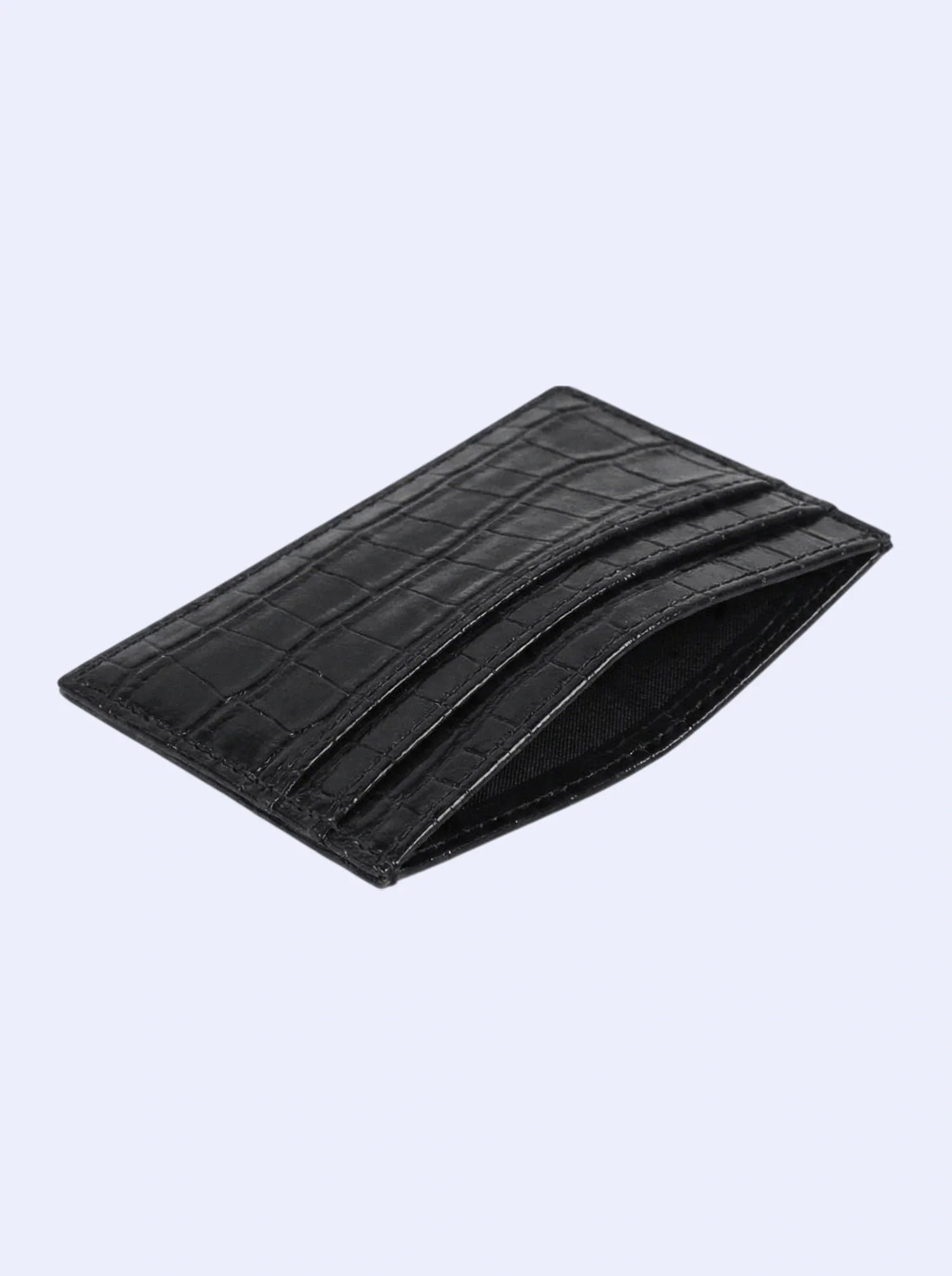 Midnight Black Croc Cardholder