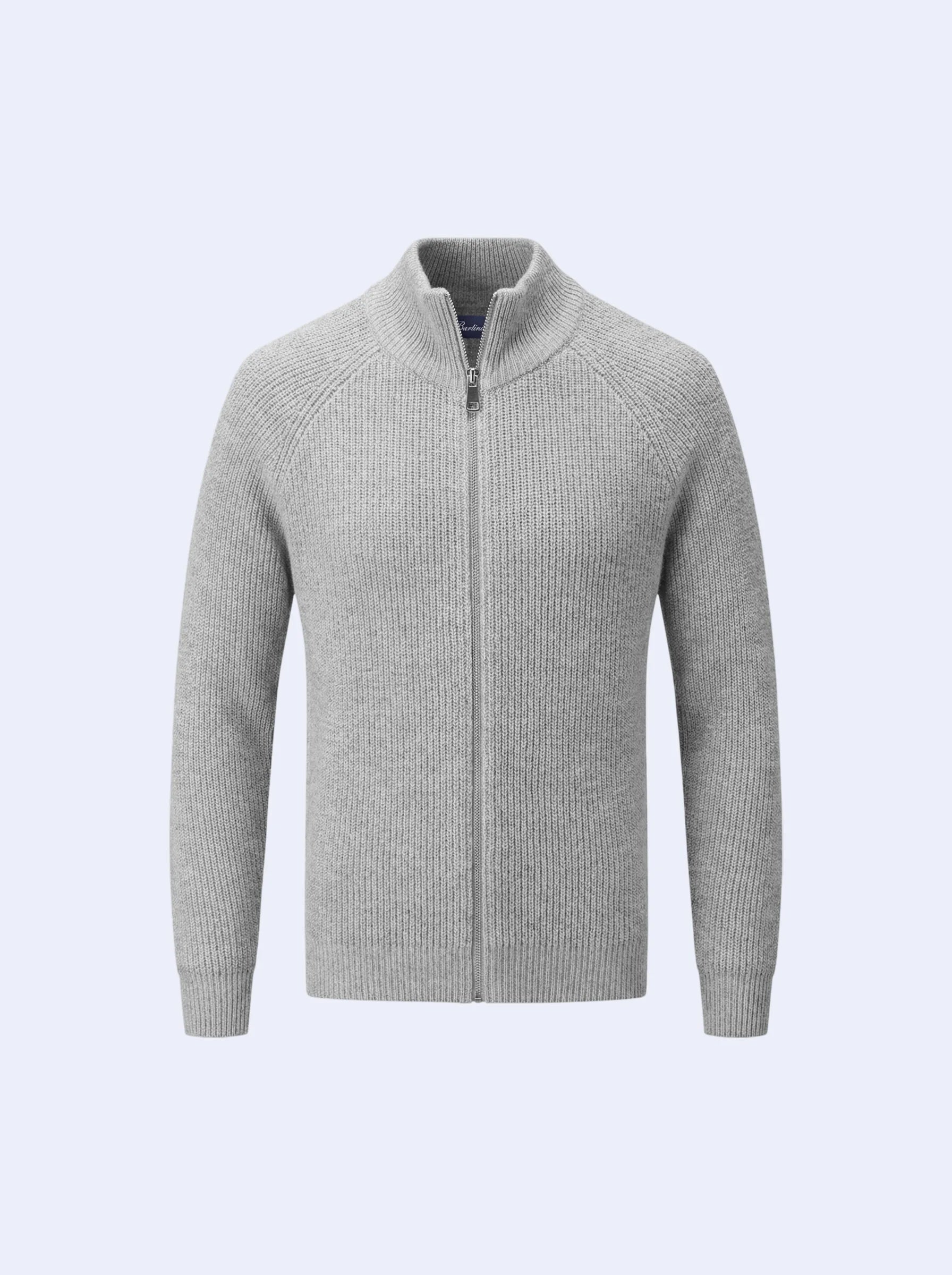 Zip-Up Cardigan Light Grey