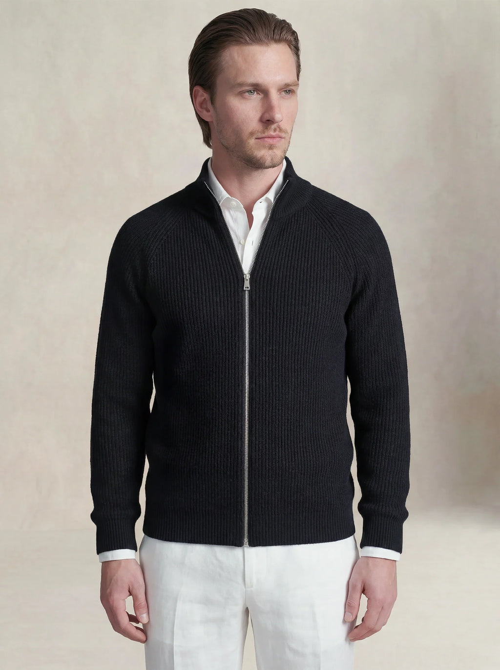 Zip-Up Cardigan Black